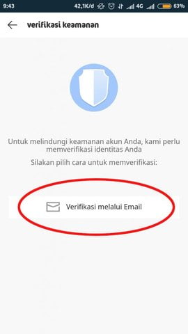 tap "verifikasi melalui email"